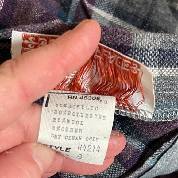 Vintage Sutter Place Plaid Purple Wool Blend Skirt 8 - Picture 9 of 9